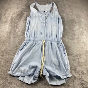 Say Mama Maternity Romper Chambray Sleeveless Womens 2 Light Blue NWT